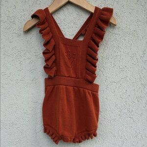 Cat & Jack Baby Rust Knitted Baby Romper with Ruffles